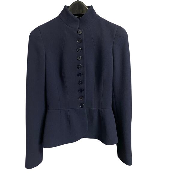 Alexander McQueen Wool Button Up Fitted Military Jacket Navy Womens 42 / US 8 - Picture 2 of 13